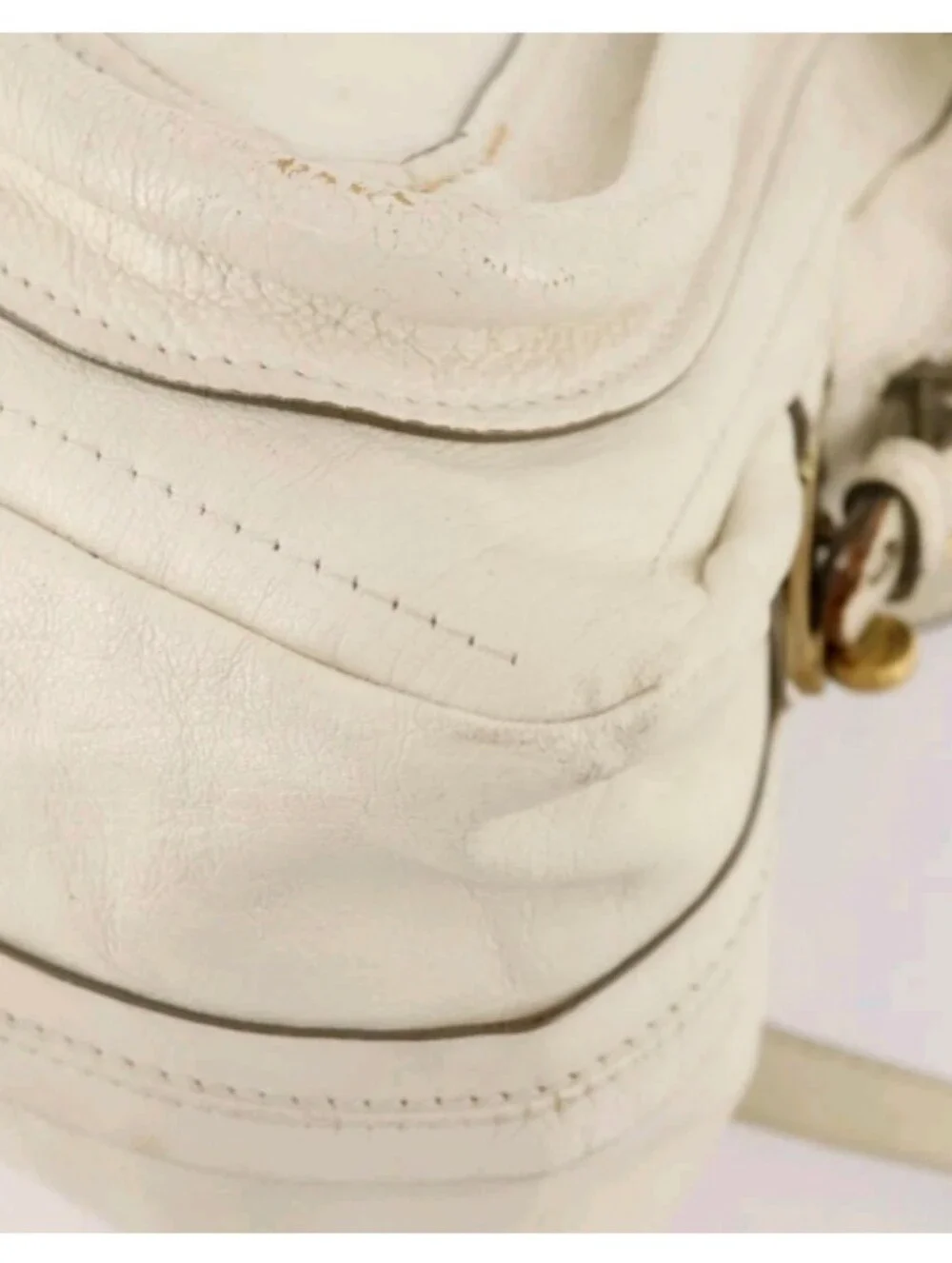 Chloe Ivory Leather Paraty With Gold Accents Satchel Bag